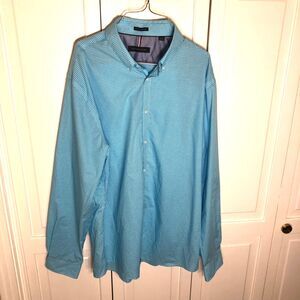 Tommy Hilfiger Men's Slim Non-Iron Dress Shirt Blue White Gingham Check 17 34/35